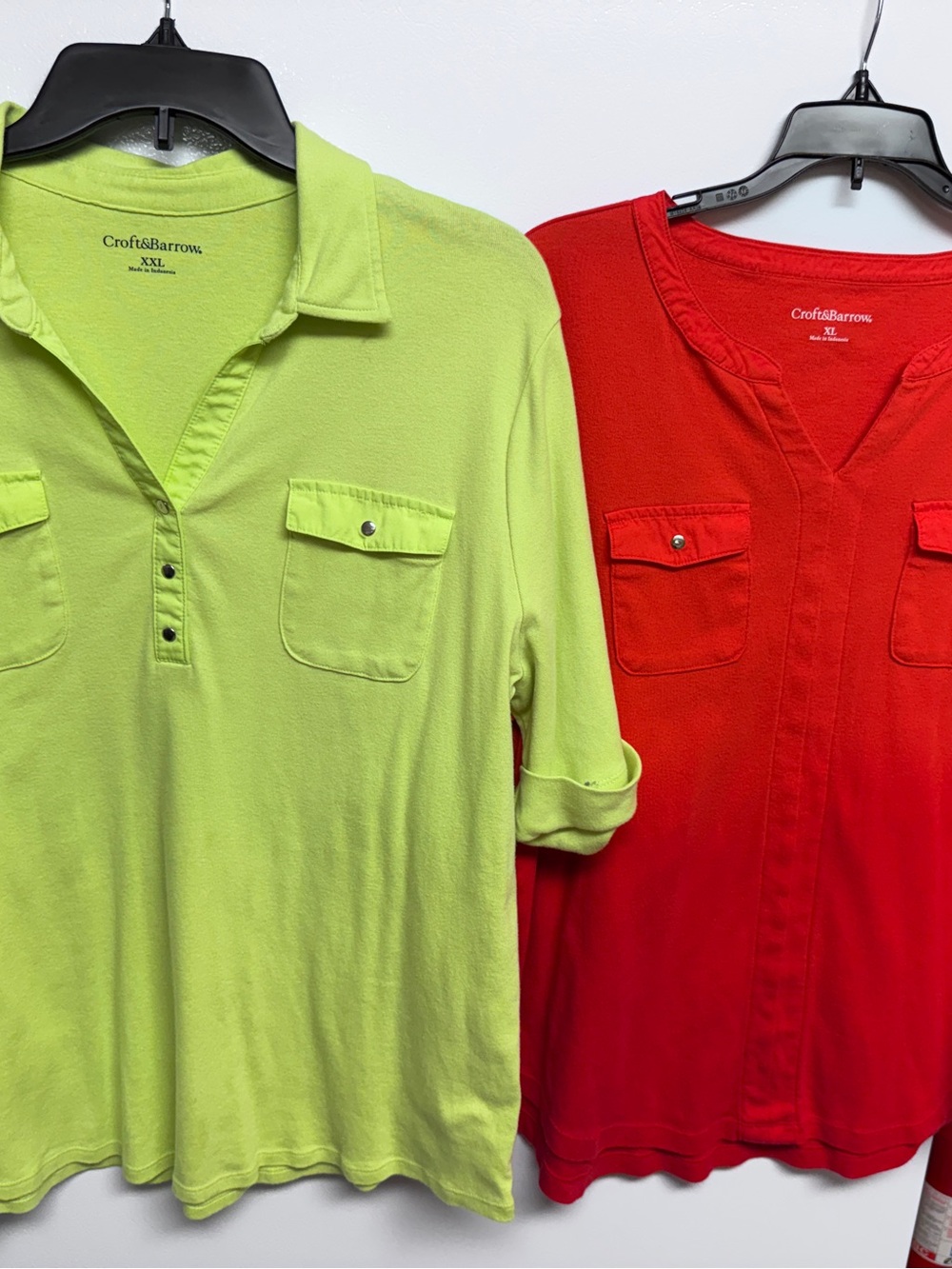 2 croft & barrow Neon Lime & burnt orange Knit Tops